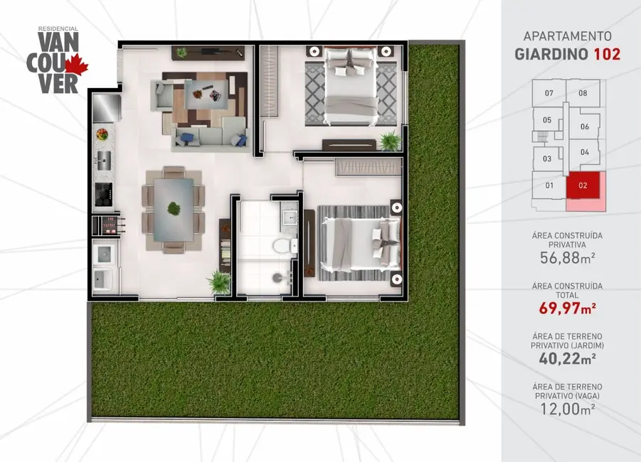 Apartamento com 1 quarto à venda, 59m2 em Timbo - SC - imagem 4 Foto 4 de Apartamento com 1 quarto à venda, 59m2 em Timbo - SC