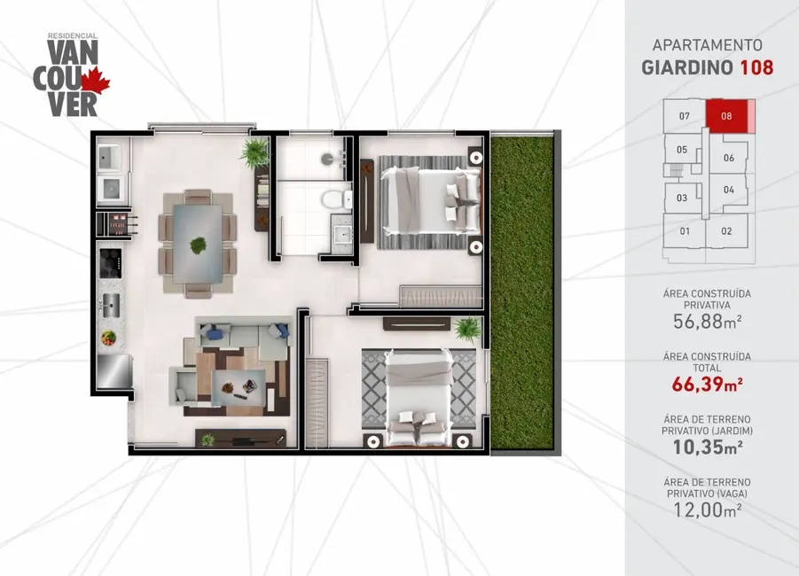 Apartamento com 2 quartos à venda, 65m2 em Timbo - SC - imagem 2 Foto 2 de Apartamento com 2 quartos à venda, 65m2 em Timbo - SC