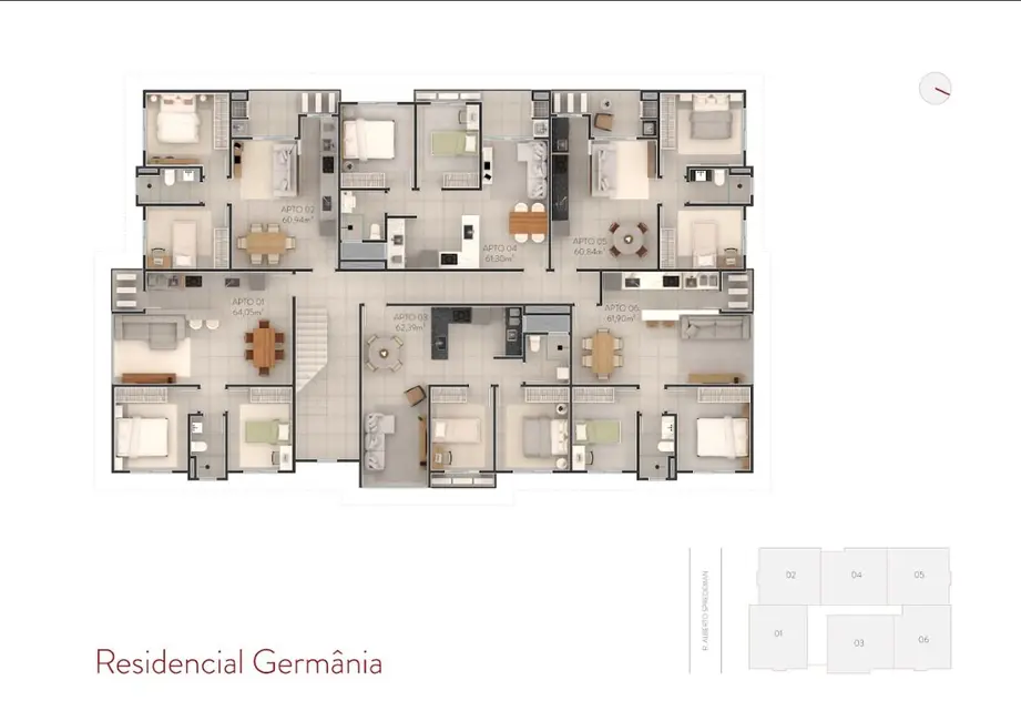Apartamento com 2 quartos à venda, 67m2 em Pomerode - SC - imagem 6 Foto 6 de Apartamento com 2 quartos à venda, 67m2 em Pomerode - SC