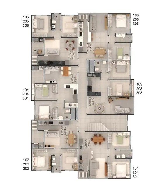 Apartamento com 2 quartos à venda, 67m2 em Pomerode - SC - imagem 5 Foto 5 de Apartamento com 2 quartos à venda, 67m2 em Pomerode - SC