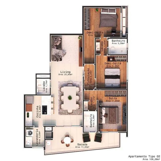 Foto 4 de Apartamento com 3 quartos à venda, 106m2 em Gravatá, Navegantes - SC