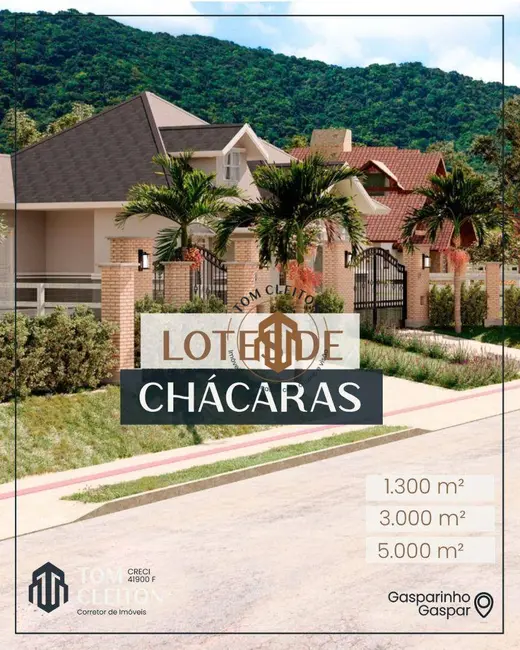 Foto 1 de Terreno / Lote à venda, 1300m2 em Gasparinho, Gaspar - SC