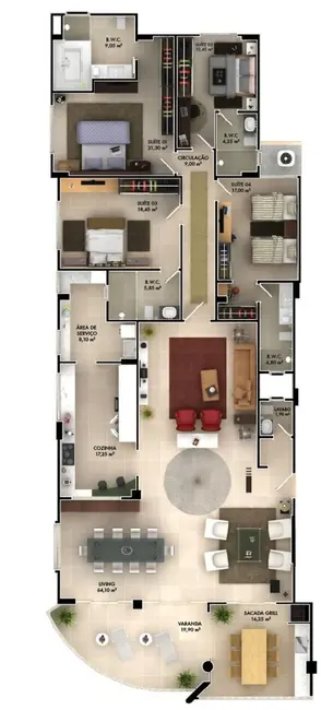 Foto 6 de Apartamento com 4 quartos à venda, 268m2 em Meia Praia, Itapema - SC