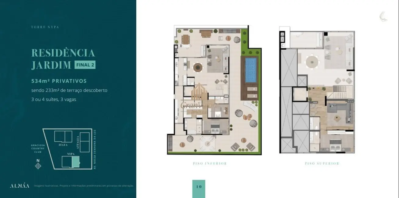 Foto 8 de Apartamento com 3 quartos à venda, 364m2 em Cabral, Curitiba - PR
