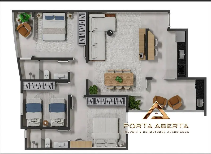 Foto 4 de Apartamento com 3 quartos à venda em Timirim, Timoteo - MG