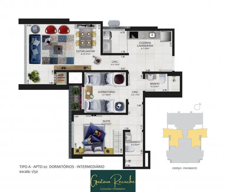 Apartamento com 1 quarto à venda, 49m2 em Torres - RS - imagem 7 Foto 7 de Apartamento com 1 quarto à venda, 49m2 em Torres - RS