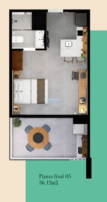 Foto 3 de Apartamento com 1 quarto à venda, 36m2 em Ubatuba - SP