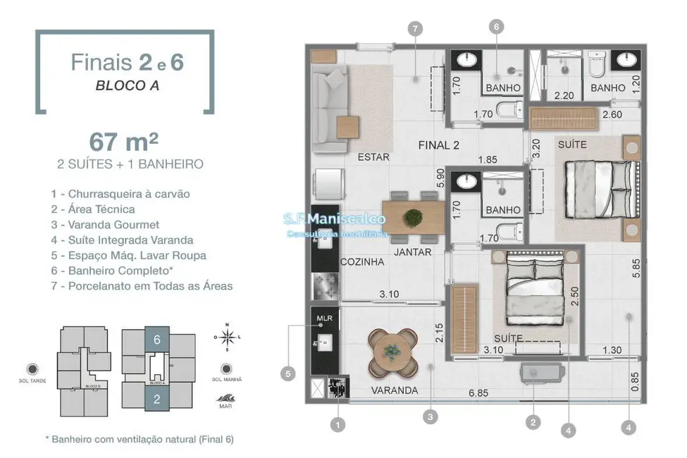 Foto 7 de Apartamento com 2 quartos à venda, 70m2 em Ubatuba - SP