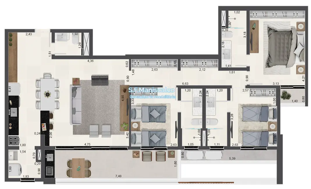 Foto 3 de Apartamento com 3 quartos à venda, 128m2 em Ubatuba - SP
