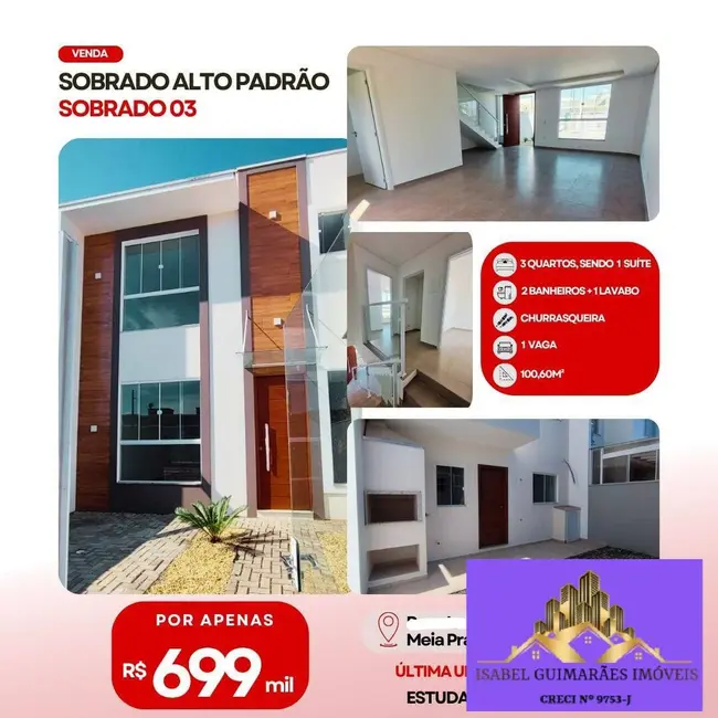 Foto 1 de Sobrado com 3 quartos à venda, 100m2 em Meia Praia, Navegantes - SC