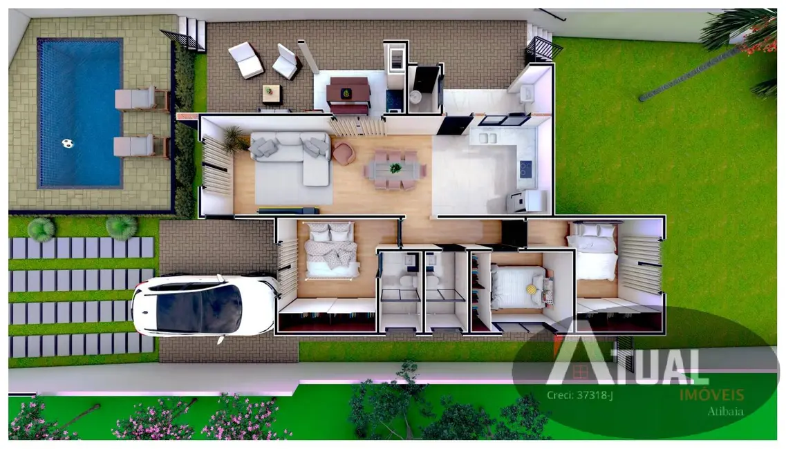 Foto 3 de Casa com 3 quartos à venda, 110m2 em Jardim Estância Brasil, Atibaia - SP