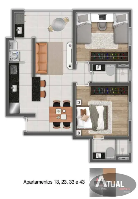 Apartamento com 2 quartos à venda em Chácaras Maringá, Atibaia - SP - imagem 2 Foto 2 de Apartamento com 2 quartos à venda em Chácaras Maringá, Atibaia - SP