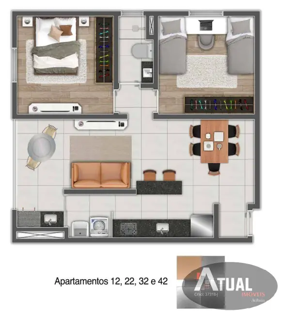 Apartamento com 2 quartos à venda em Chácaras Maringá, Atibaia - SP - imagem 3 Foto 3 de Apartamento com 2 quartos à venda em Chácaras Maringá, Atibaia - SP