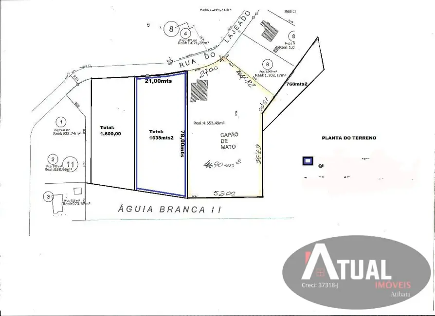 Foto 8 de Terreno / Lote à venda, 1638m2 em Atibaia - SP