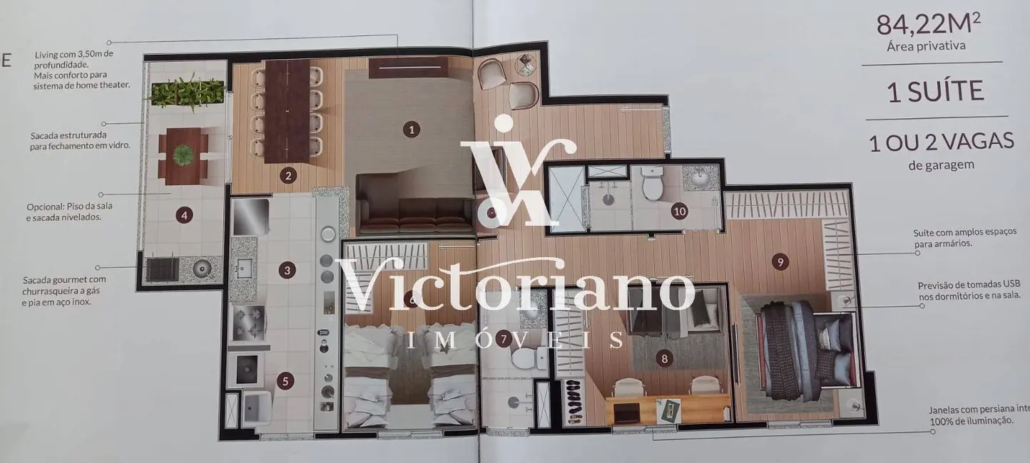 Foto 4 de Apartamento com 3 quartos à venda, 84m2 em Loteamento Villa Branca, Jacarei - SP