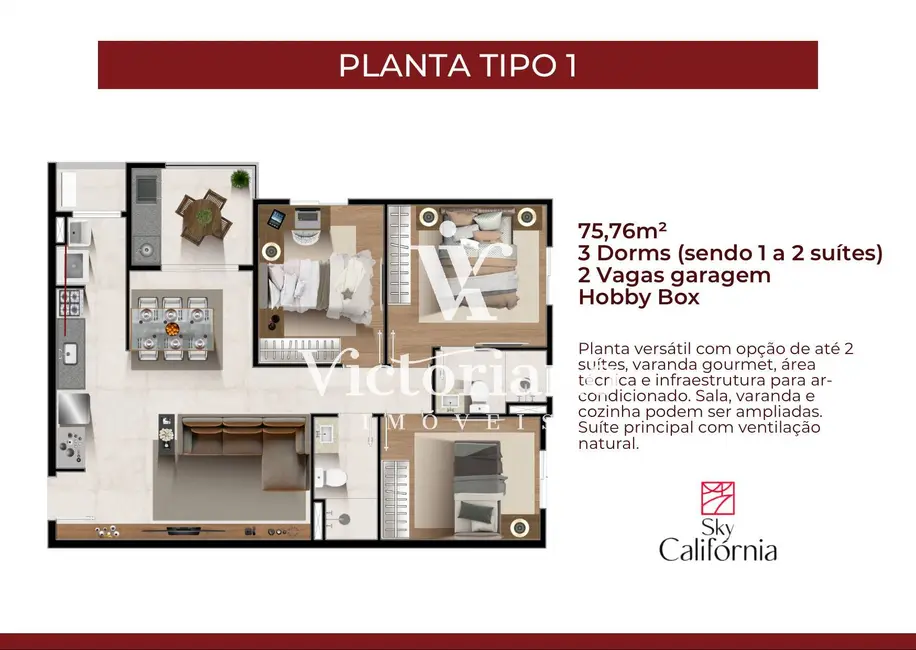 Foto 4 de Apartamento com 2 quartos à venda, 63m2 em Jardim Califórnia, Jacarei - SP