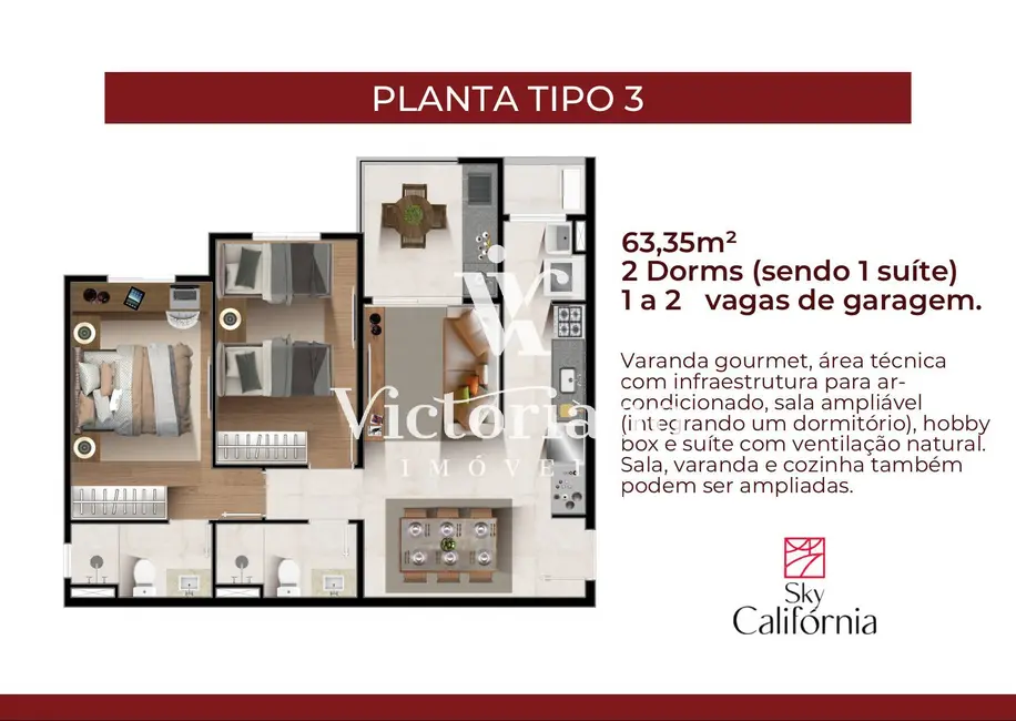 Foto 8 de Apartamento com 2 quartos à venda, 63m2 em Jardim Califórnia, Jacarei - SP