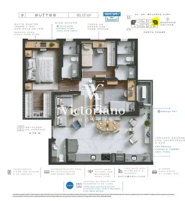 Foto 5 de Apartamento com 3 quartos à venda, 85m2 em Sao Jose Dos Campos - SP