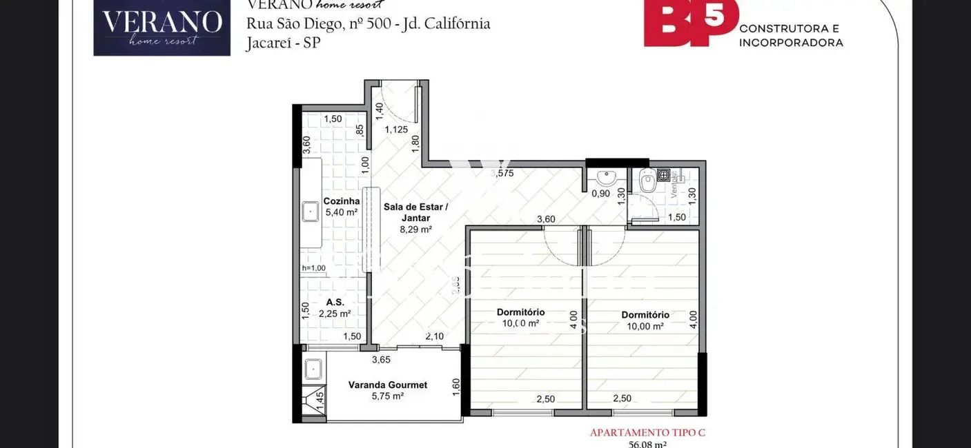 Foto 1 de Apartamento com 2 quartos à venda, 56m2 em Jardim Califórnia, Jacarei - SP