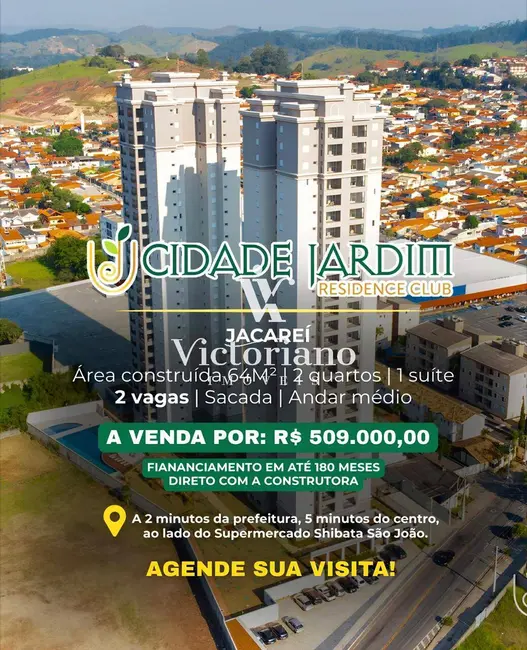 Foto 2 de Apartamento com 2 quartos à venda, 69m2 em Jardim Didinha, Jacarei - SP