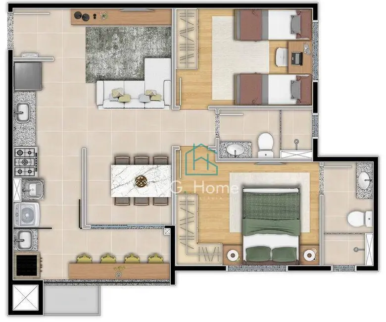 Foto 2 de Apartamento com 2 quartos à venda, 59m2 em Parque Jamaica, Londrina - PR