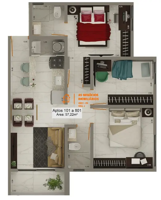 Foto 4 de Apartamento com 2 quartos à venda, 57m2 em Tambiá, Joao Pessoa - PB