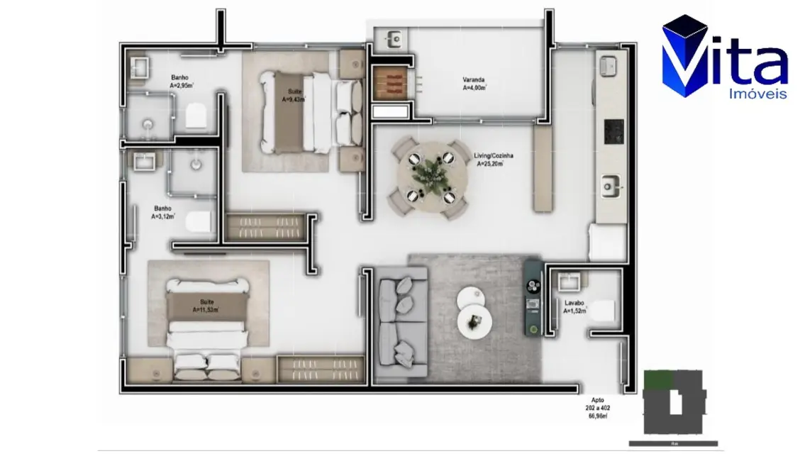 Foto 7 de Apartamento com 2 quartos à venda, 67m2 em Florianopolis - SC