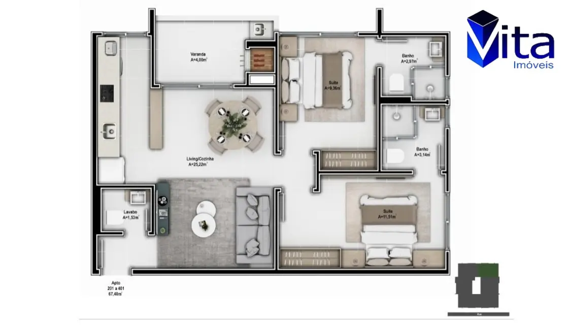 Foto 6 de Apartamento com 2 quartos à venda, 67m2 em Florianopolis - SC