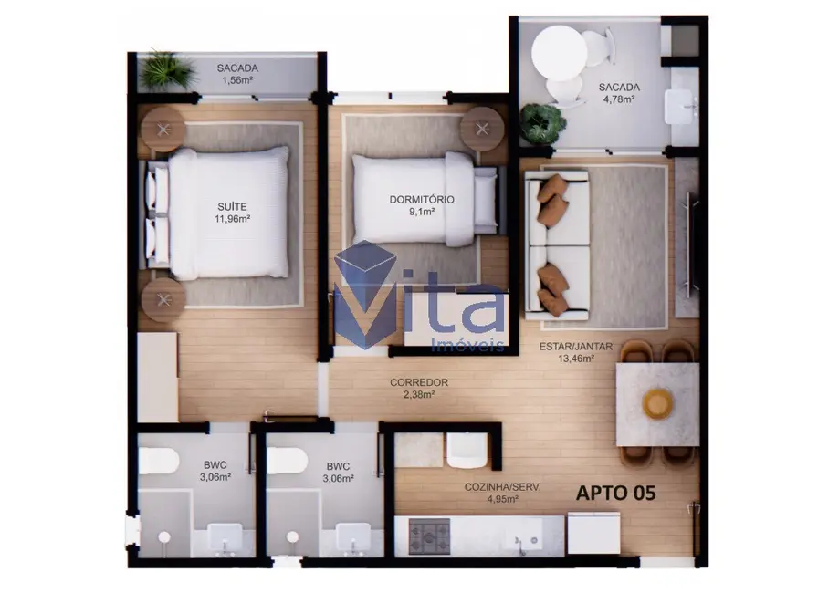 Foto 6 de Apartamento com 2 quartos à venda, 73m2 em Cachoeira do Bom Jesus, Florianopolis - SC