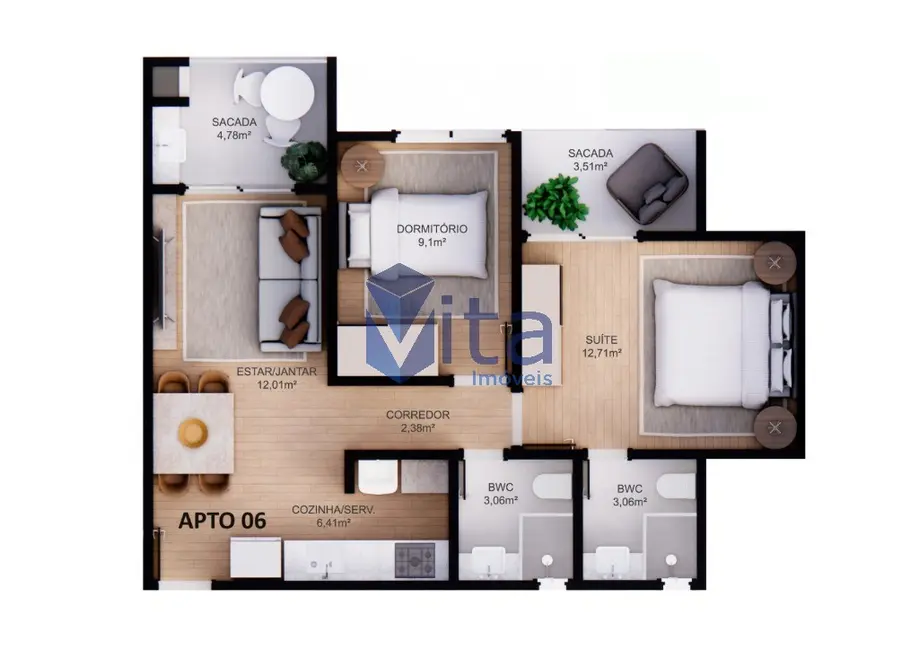 Foto 8 de Apartamento com 2 quartos à venda, 73m2 em Cachoeira do Bom Jesus, Florianopolis - SC