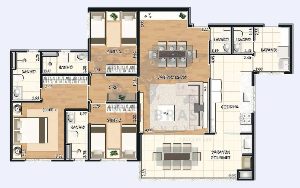 Foto 6 de Apartamento com 3 quartos à venda, 124m2 em Vila Aviação, Bauru - SP