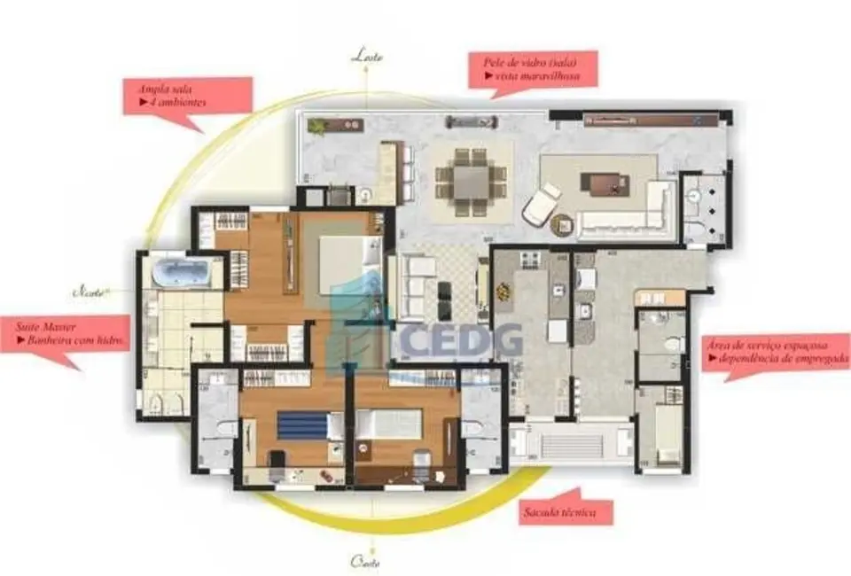 Foto 3 de Apartamento com 3 quartos à venda, 176m2 em Cabral, Curitiba - PR