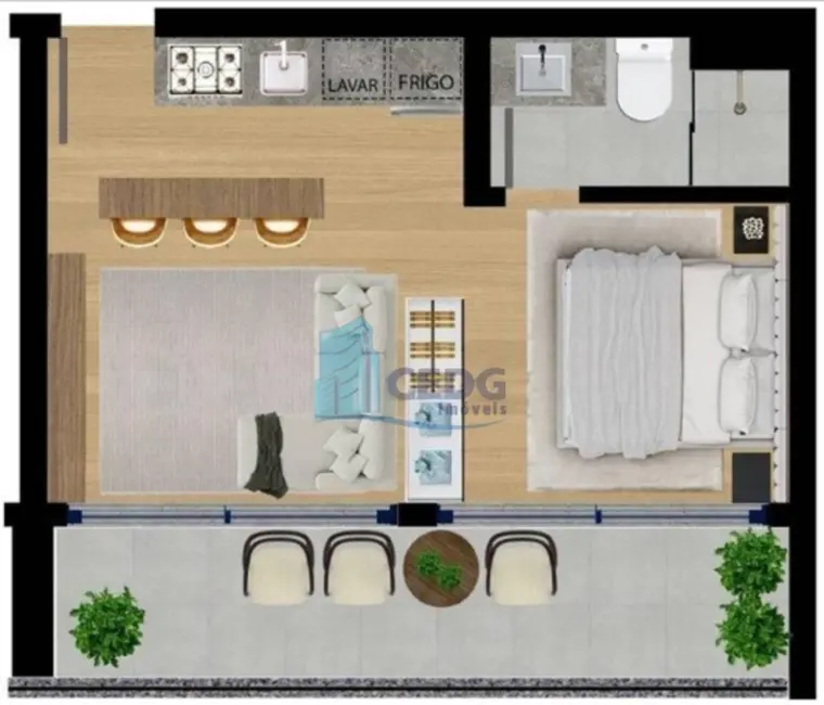 Foto 5 de Apartamento com 1 quarto à venda, 34m2 em Centro, Curitiba - PR