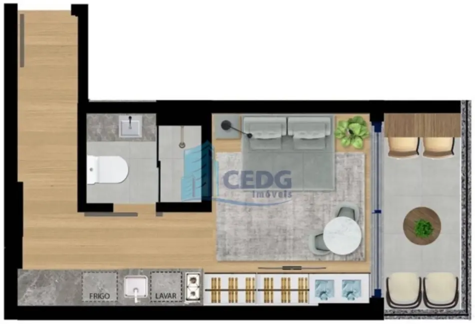 Foto 4 de Apartamento com 1 quarto à venda, 34m2 em Centro, Curitiba - PR