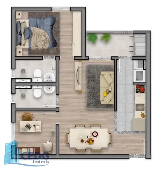 Foto 2 de Apartamento com 2 quartos à venda, 52m2 em Santa Quitéria, Curitiba - PR