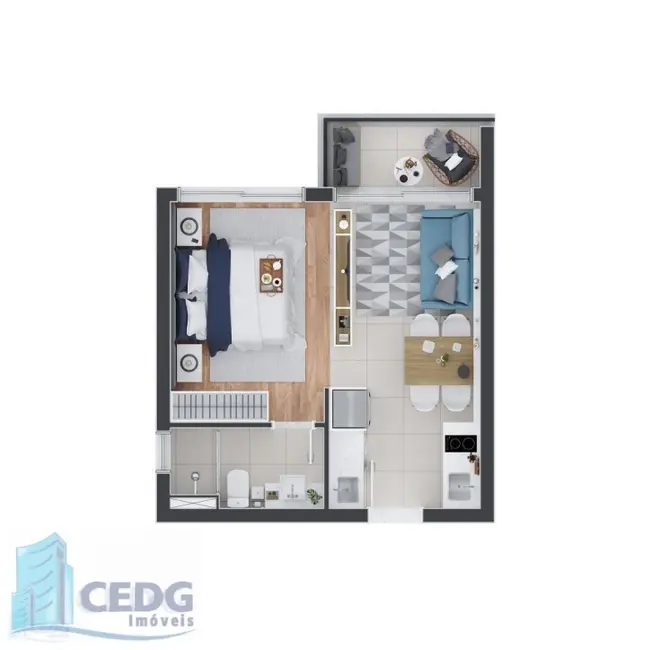 Foto 4 de Apartamento com 1 quarto à venda, 41m2 em Portão, Curitiba - PR