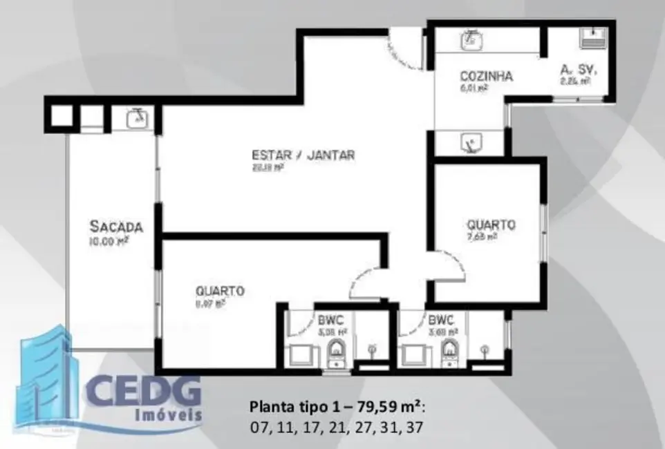 Foto 2 de Apartamento com 2 quartos à venda, 77m2 em São Francisco, Curitiba - PR