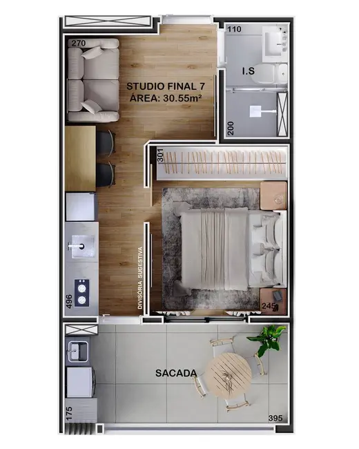 Foto 4 de Apartamento com 1 quarto à venda, 29m2 em Bacacheri, Curitiba - PR