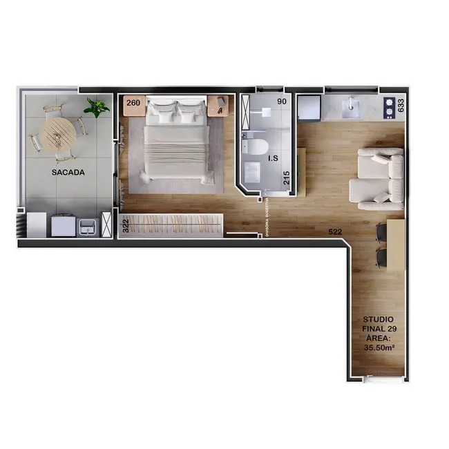 Foto 9 de Apartamento com 1 quarto à venda, 29m2 em Bacacheri, Curitiba - PR