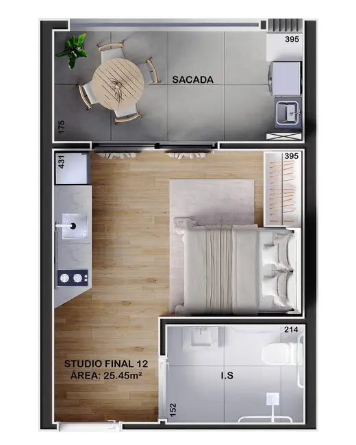 Foto 7 de Apartamento com 1 quarto à venda, 29m2 em Bacacheri, Curitiba - PR