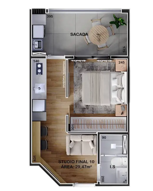 Foto 5 de Apartamento com 1 quarto à venda, 29m2 em Bacacheri, Curitiba - PR