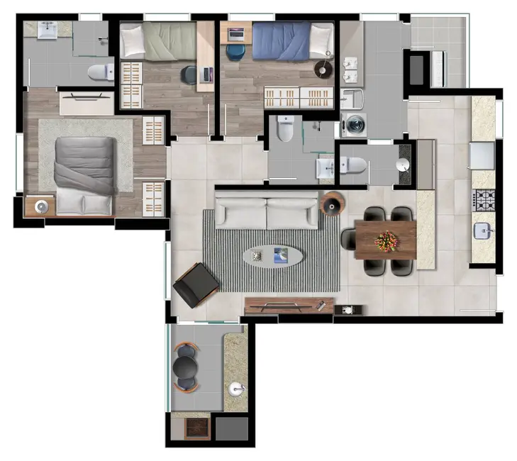 Foto 7 de Apartamento com 3 quartos à venda, 95m2 em Centro, Curitiba - PR