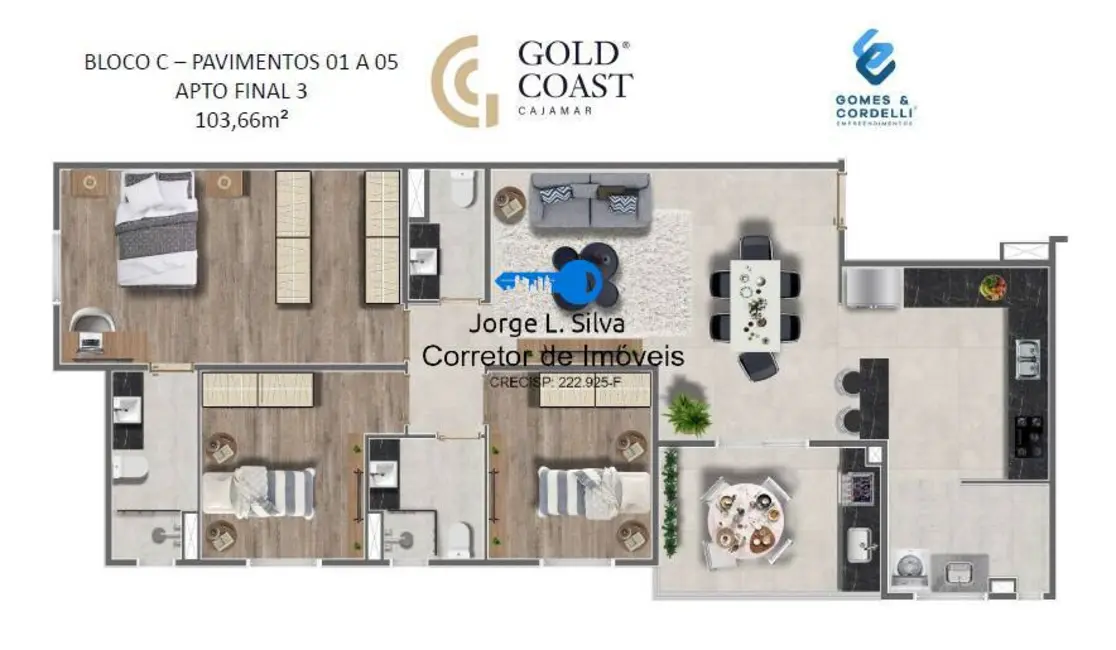 Foto 1 de Apartamento com 3 quartos à venda, 104m2 em Portais (Polvilho), Cajamar - SP
