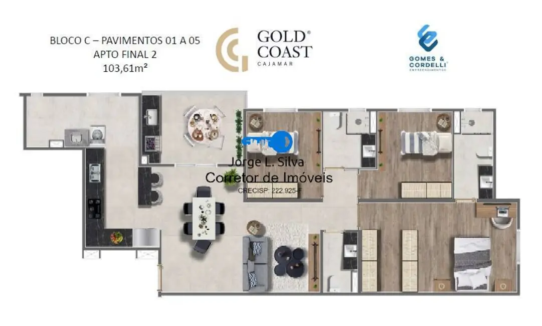 Apartamento com 3 quartos à venda, 104m2 em Portais (Polvilho), Cajamar - SP - imagem 9 Foto 9 de Apartamento com 3 quartos à venda, 104m2 em Portais (Polvilho), Cajamar - SP