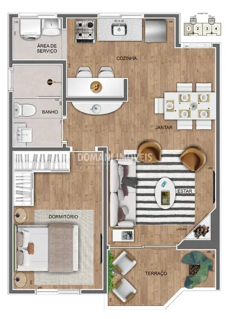 Foto 3 de Apartamento com 1 quarto à venda, 42m2 em Campos Do Jordao - SP