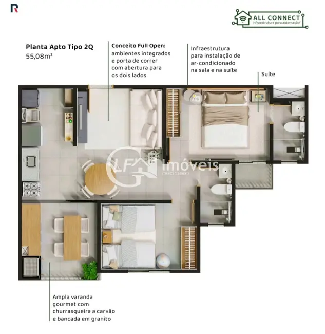 Apartamento com 2 quartos à venda, 55m2 em Mata do Jacinto, Campo Grande - MS - imagem 4 Foto 4 de Apartamento com 2 quartos à venda, 55m2 em Mata do Jacinto, Campo Grande - MS