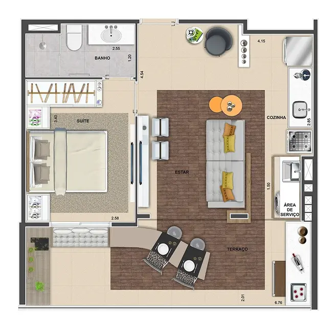 Apartamento com 1 quarto à venda, 48m2 em Moema, São Paulo - SP - imagem 3 Foto 3 de Apartamento com 1 quarto à venda, 48m2 em Moema, São Paulo - SP