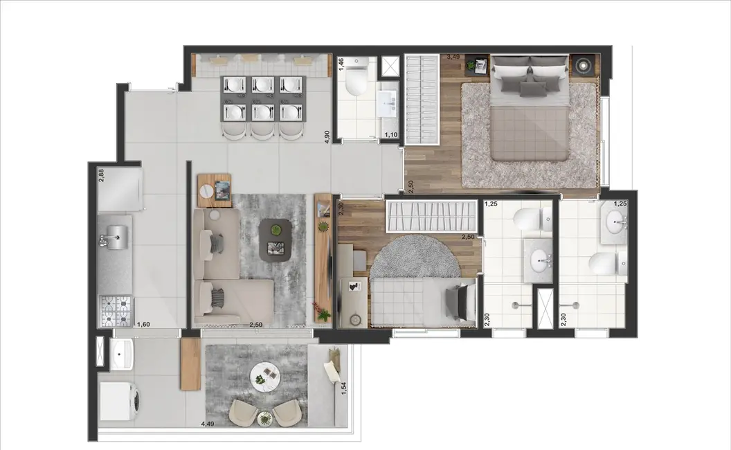 Apartamento com 2 quartos à venda, 52m2 em Moema, São Paulo - SP - imagem 8 Foto 8 de Apartamento com 2 quartos à venda, 52m2 em Moema, São Paulo - SP