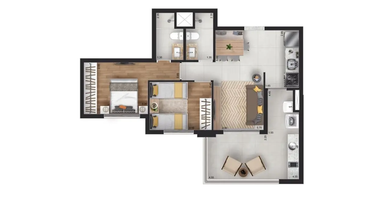 Apartamento com 2 quartos à venda, 68m2 em Butantã, São Paulo - SP - imagem 3 Foto 3 de Apartamento com 2 quartos à venda, 68m2 em Butantã, São Paulo - SP