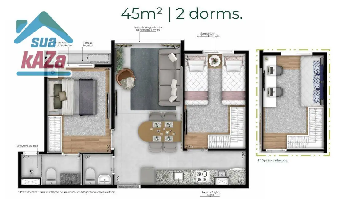 Foto 2 de Apartamento com 2 quartos à venda, 44m2 em Ipiranga, São Paulo - SP